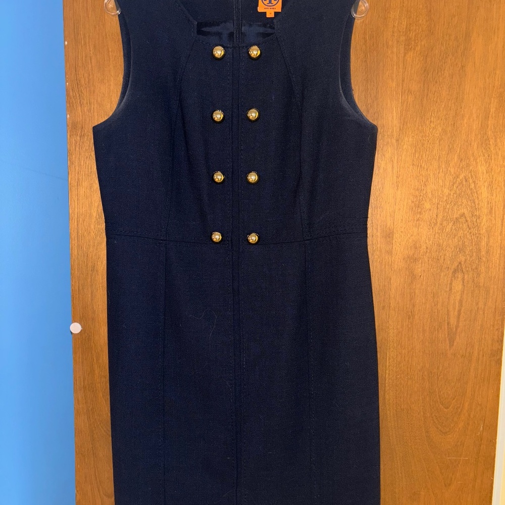 Navy blue wool sleeveless Tory Burch dress